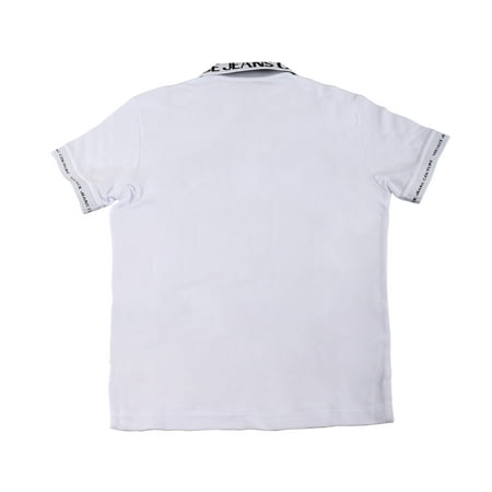 Versace Jeans Couture White Cotton Macro Logo Pique Polo Shirt for Mens